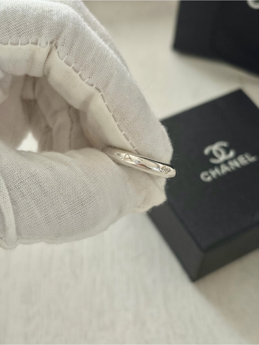 Chanel Sterling Silver Logo Ring - Size 7 - Picture 7 of 10